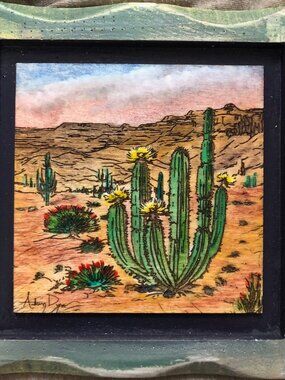 reams of the Canyon Wood Burned Framed Art 6 x 6